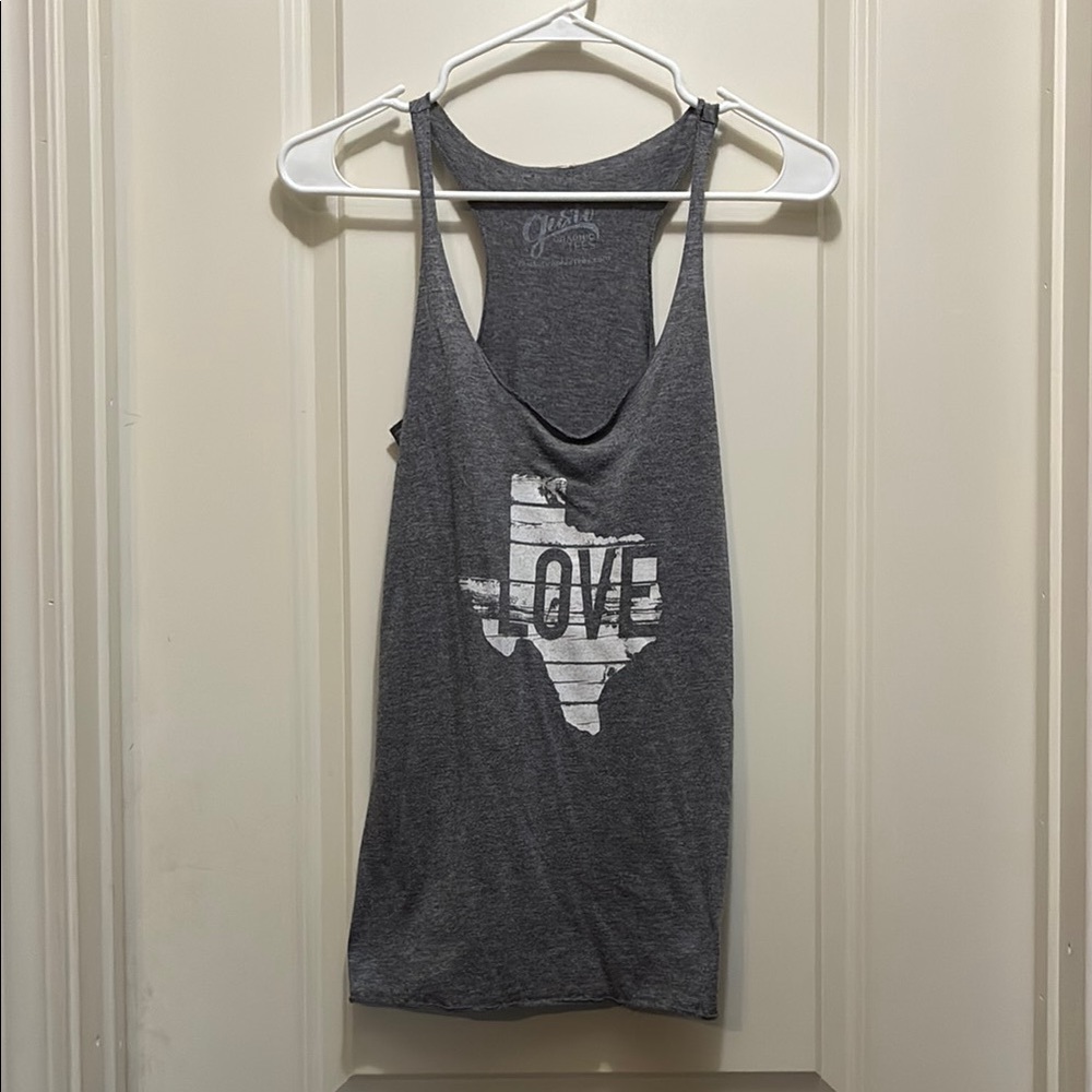 XS Gray Sleeveless LOVE Gusto Graphuc Tee Tank Top